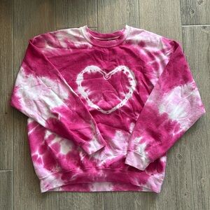 super cute and comfy size L pink tie dye heart crewneck from Urban Outfitters